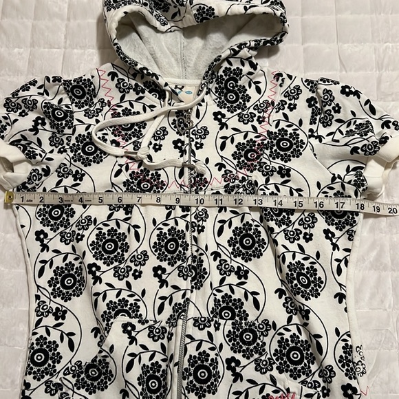 Vintage Roxy Floral Zip Up Short Sleeve Hoodie Top - Picture 9 of 9